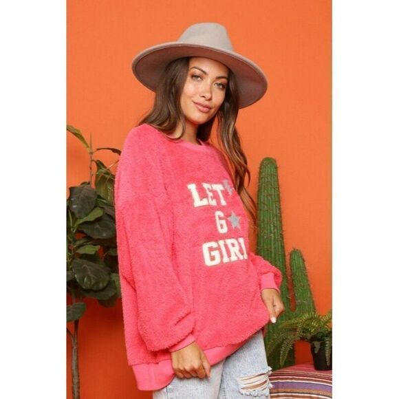 SALE! Fantastic Fawn Hot Pink Let's Go Girls Western Sweatshirt IFKT5174-09 - Picture 5 of 7